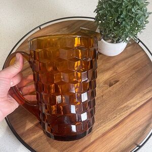 Vintage Indiana glass large amber gold pitcher
